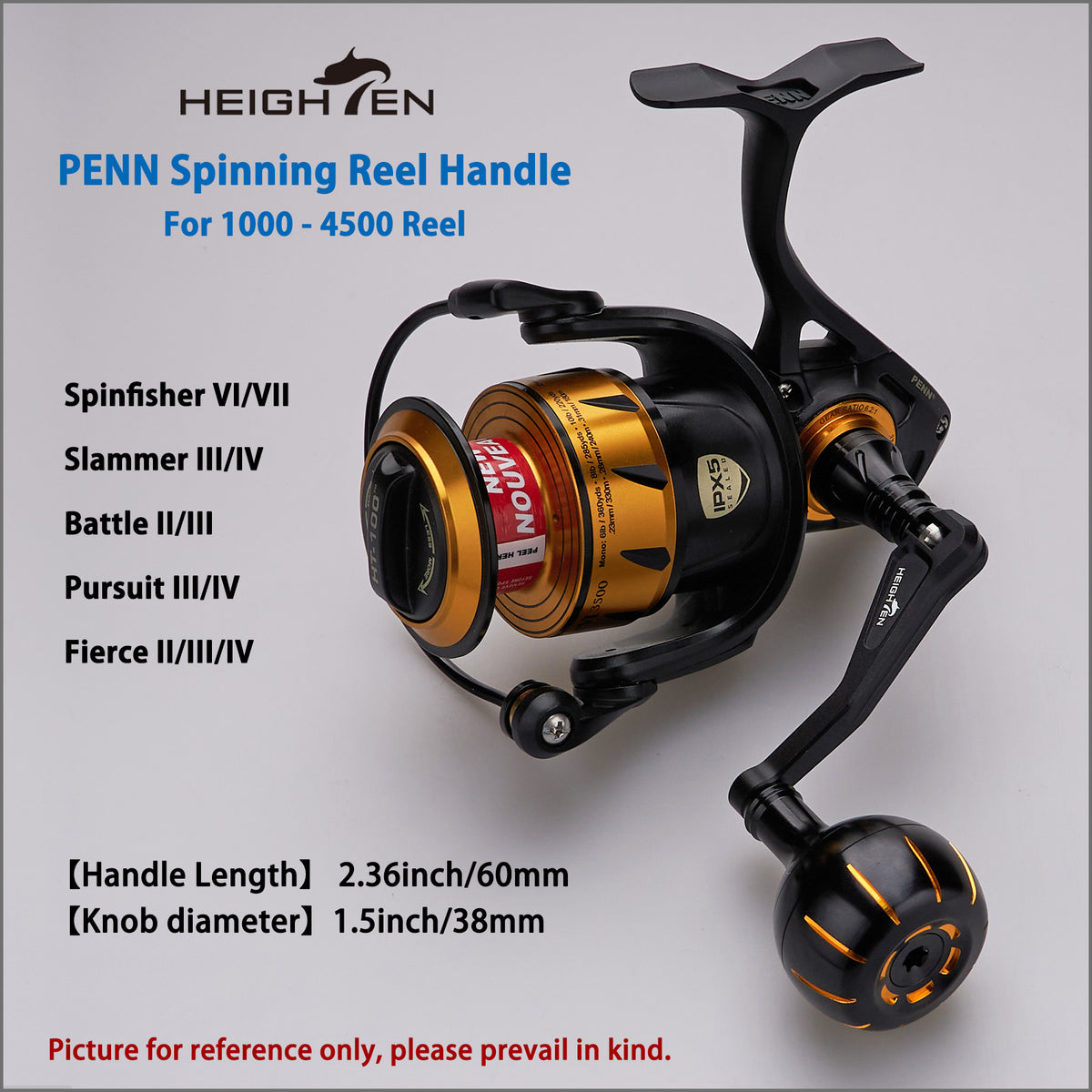 HEIGHTEN リールハンドル ペン Penn Spinfisher VI VII/Slammer III IV/Battle II III/Pursuit III IV/Fierce II III IV スピニングリール 用