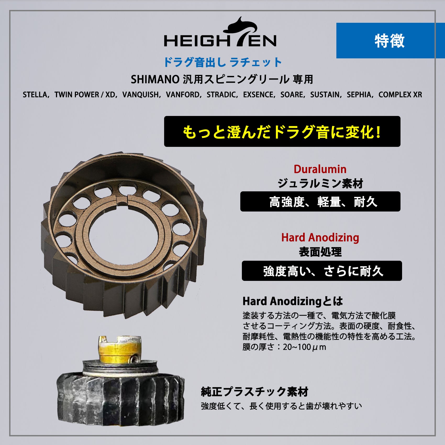 HEIGHTEN ドラグ音出し ラチェット シマノ (Shimano) スピニングリール 専用